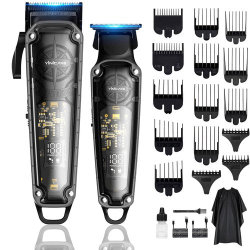 Hair Clippers for Men Barber Kit - Yinicare Professional Cordless Electric Hair Cutting Set with Pomade Hair Clipper, Zero Gap T-Blade Trimmer, Guards for Mens Haircut (Hair Clippers Set)