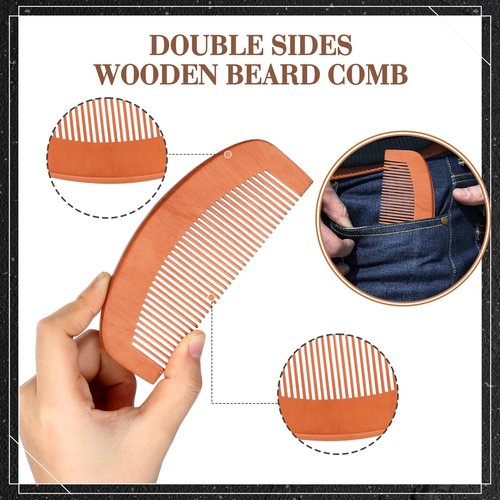 Maitys 10 Sets Beard Brush and Comb Set Bulk Boar Bristle Beard Brush Comb Scissors Kit Gifts for Men Father Colleague Employee Appreciation(Oval)