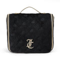 Juicy Couture Black Makeup Bag Cosmetics Organizer Travel Essentials Hanging Hook Heart Velour