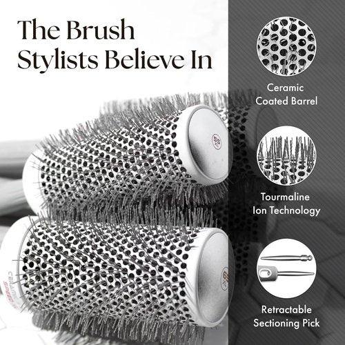 Olivia Garden Ceramic + Ion Speed XL - Extra-Long Round Thermal Hair Brush for Professional Blowouts