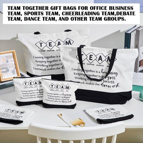 Cunno 24 Pcs Team Appreciation Tote Bag Women Employee Gift Team Together Canvas Makeup Bags for Worker Staff Coworker Nurse Teacher