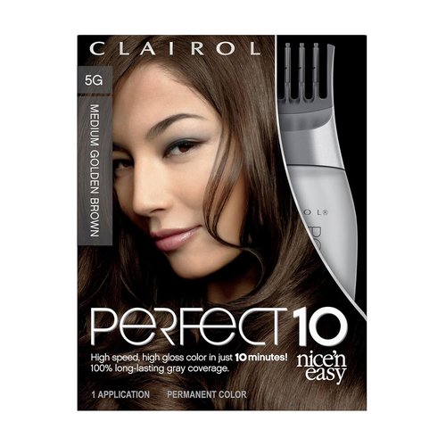 Clairol Nice‘n Easy Perfect 10 Permanent Hair Dye - 5G Medium Golden Brown Color | Single Pack