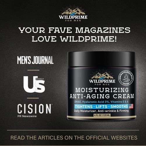 Men's Face Moisturizer Cream - Anti Aging & Wrinkle - Men's Shave Lotion - Made in USA - Collagen, Hyaluronic Acid, Vitamins E & A, Avocado Oil - Age Facial Skin Care, Day & Night Moisturizing, 4 oz