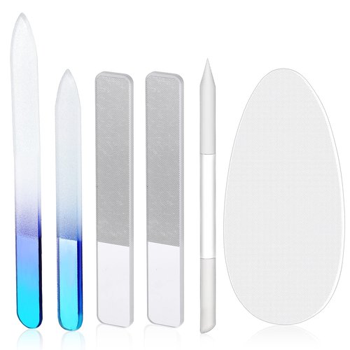 6 Pcs Glass Nail File and Nail Shiner Set Manicure Pedicure Glass File Buffer Cuticle Trimmer Nano Finger Nano Foot Scrubber Callus Remover Foot Care Pedicure Fingernails Toenail