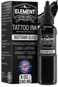 Element Tattoo Supply Nighthawk Black Tattoo Ink 8oz Deep Dark Black Pigment Professional Grade Smooth Flow Bold Solid Lining Shading Fade Resistant Trusted Tattoo Ink for Artists