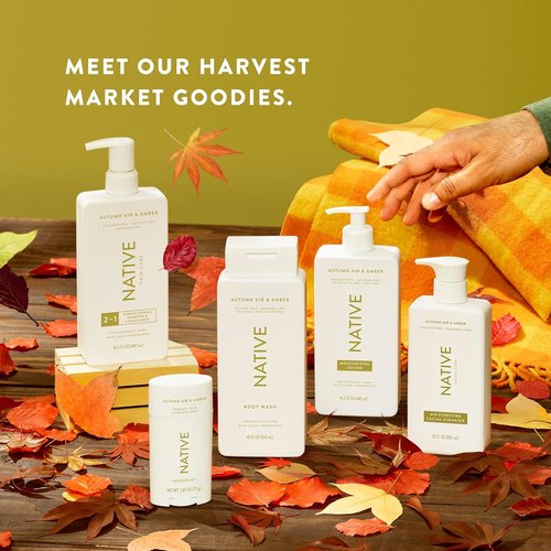 Native Body Wash - Naturally Derived Ingredients - Autumn Air & Amber - Sulfate & Paraben Free - 18 oz (2-Pack)