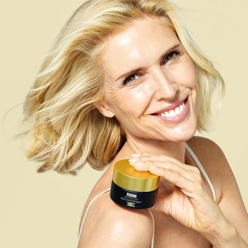 ISDIN Age Contour Night Face & Neck Cream - Melatonin & Peptides, 1.8 Oz for Youthful Skin