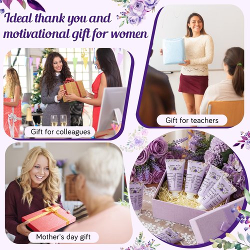 Heigble 50 Pack Christian Hand Lotion Bulk Gifts for Women Mother's Day Gifts Bible Mini Travel Hand Lotion for Women Church Appreciation(Purple Flower)