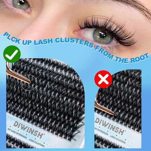 DIWINSH 640PCS Eyelash Clusters 30D+40D+50+60D Volume Lash Clusters Wispy Individual Lashes D Curl Fluffy Lash Extension 9-16mm DIY Natural Cluster Eyelash Extensions for Beginners