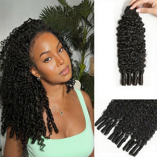 HEYKNOT Burmese Curly Bundles Human Hair 16 Inch Water Wave 100% Unprocessed Brazilian Virgin Hair Quick Weave Hair 3C4A Deep Curly human hair wet and wavy bundles for Women Natural Black