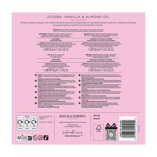 Baylis & Harding Jojoba, Vanilla & Almond Oil Luxury Pamper Tin Gift Set - Vegan Friendly