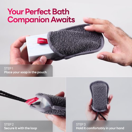 CAVEEM Soap Saver Bag, Rough and Soft Exfoliation Soap Pouch for Bar Soap, Soap Mesh Pocket Bar Holder for Washing Body, Soap Sack Sponge Bag for Shower Bath (2 Pack)