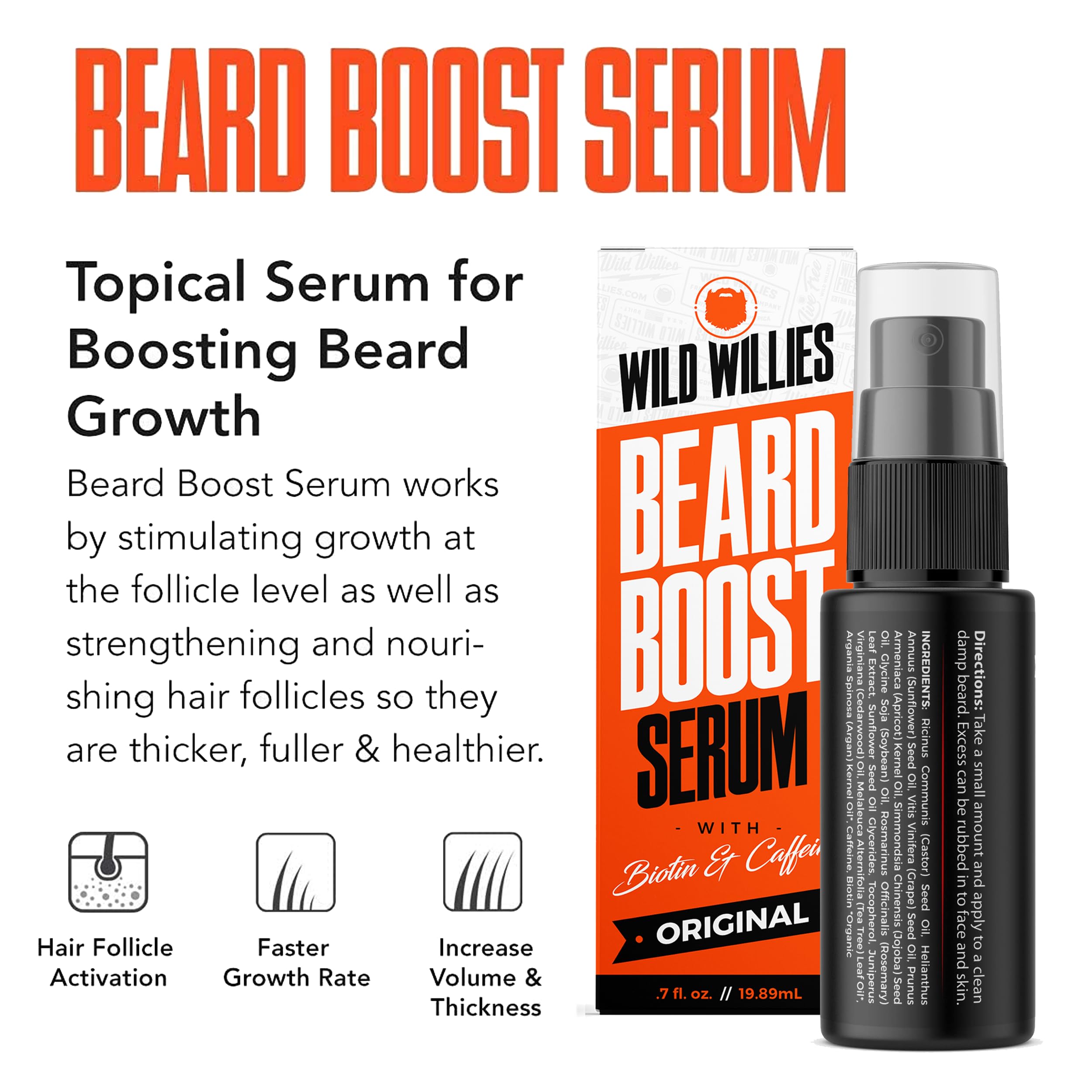 Wild Willies Beard Care Kit, Biotin Fortified Shampoo and Conditioner with Caffeine, Two 4-Oz Bottles, Promotes Healthy Beard Growth