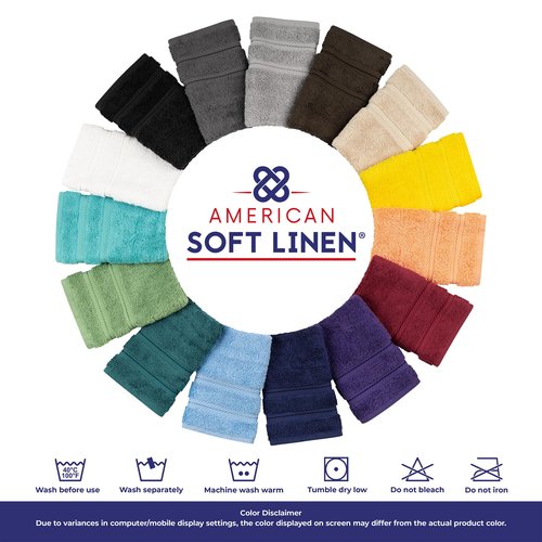 American Soft Linen Luxury 6 Piece Towel Set, 2 Bath Towels 2 Hand Towel 2 Washcloths, 600 GSM 100% Cotton Turkish Towels for Bathroom, Sky Blue Towel Sets