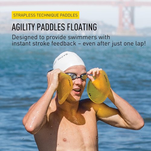 FINIS Agility Floating Swim Paddles - Strapless Design for Enhanced Stroke Technique | Instant Feedback