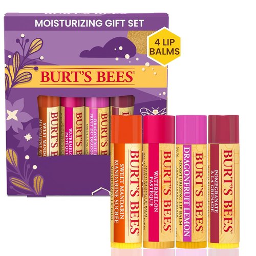 Burt's Bees Lip Balm Set - Beeswax Bounty with Pomegranate, Sweet Mandarin, Coconut & Watermelon