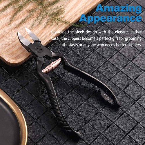 FERYES Precision Toenail Clippers for Thick or Ingrown Toenails - Secure and Stylish Design Thick Nail Clipper - W/Leather Case
