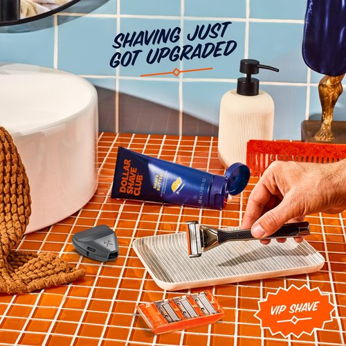 Dollar Shave Club | The VIP Shave Set | 4 Swift Rinse Refill Cartridges, 1 Heavy Metal Handle, 1 Shave Butter 3 ounce, 1 Razor Cover, Razors for Men