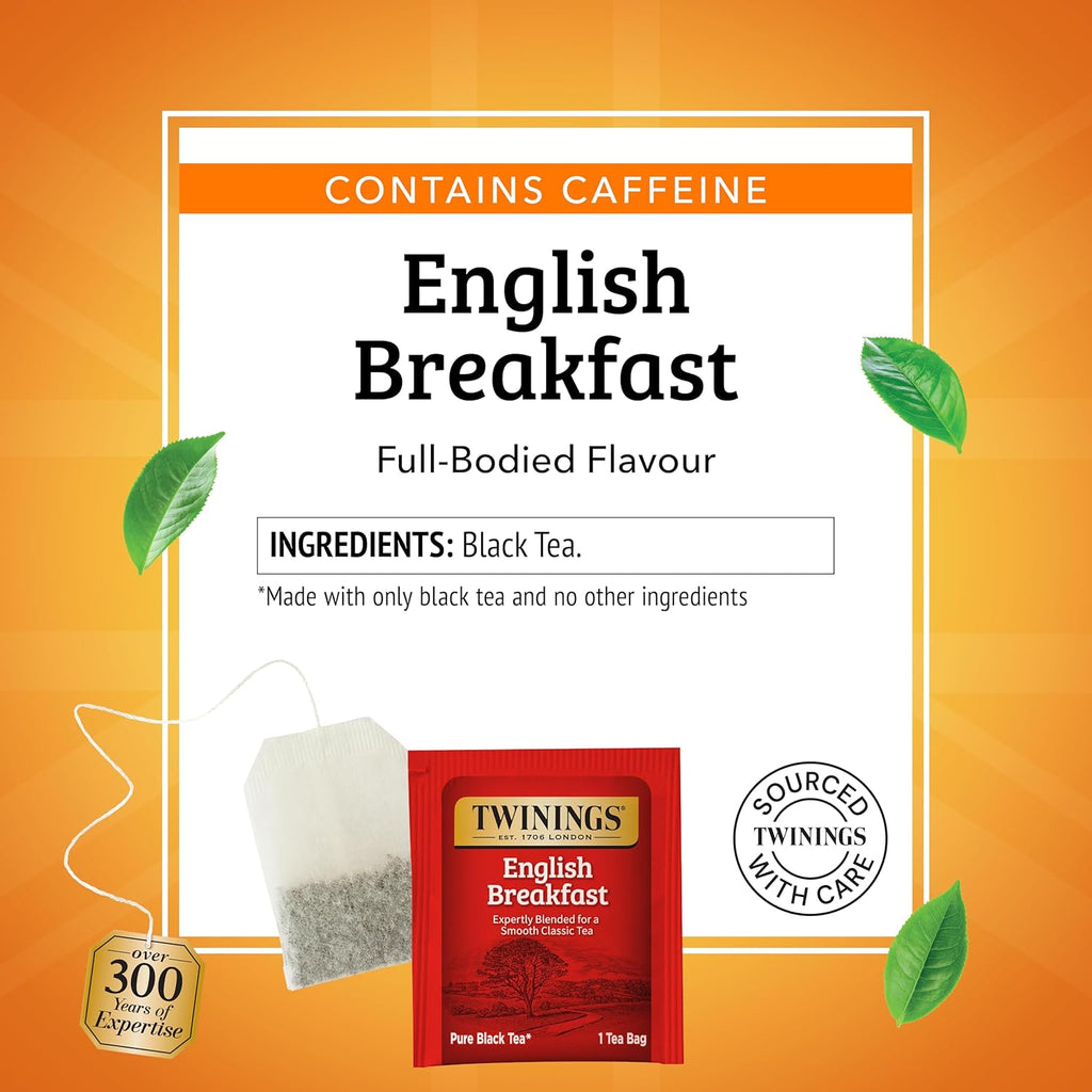 Twinings English Breakfast Black Tea - Smooth & Robust Flavor | 100 Individually Wrapped Teabags