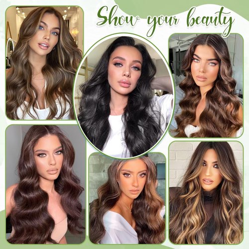 Clip in Hair Extensions Real Human Hair Balayage 14inch Chocolate Brown and Honey Blonde Human Hair Clip in Extensions 100% Human Hair Highlight Seamless Clip ins Extension for Women 8pcs Double Weft