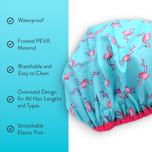 Fashionista | Oversized Waterproof Shower Cap - Reusable PEVA Lined Hair Hat for All Lengths