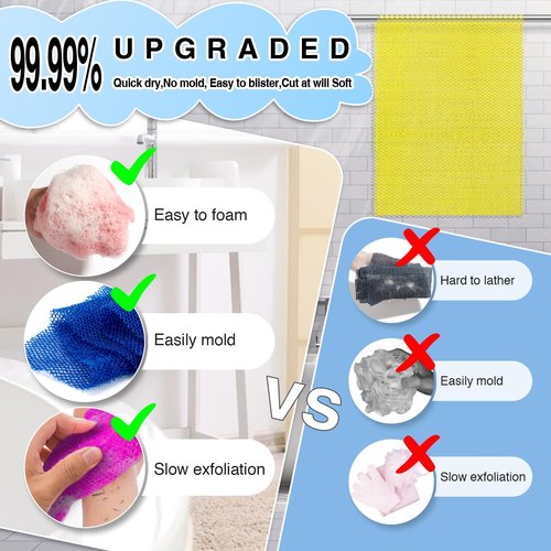 SpiralScgv 6 Pieces African Net Sponge – Effective Deep Cleansing and Exfoliating Mesh for Glowing Skin – Stretchable, Quick-Dry Exfoliating Bath Sponge(Pink, Yellow, Purple, Blue, Black, Off-White)