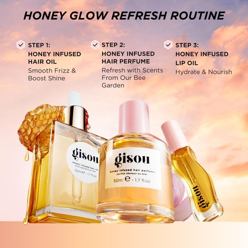 Gisou Honey Infused Hydrating Lip Oil, Nourishing Lip Moisturizer for Dry Lips (Watermelon Sugar)