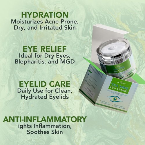 NOVEHA Tea Tree Oil Eye Cream - Anti-Wrinkle Moisturizer for Dry Skin | 1.69 Fl. Oz. Treatment