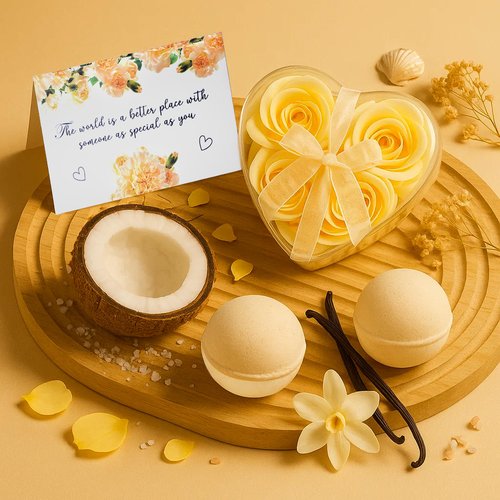 Birthday Gifts for Women Self Care Get Well Soon Gifts, Vanilla Coconut Relaxing Spa Basket Care Package, Unique Gifts for Mom, Sister, Wife, Girlfriend, Grandma
