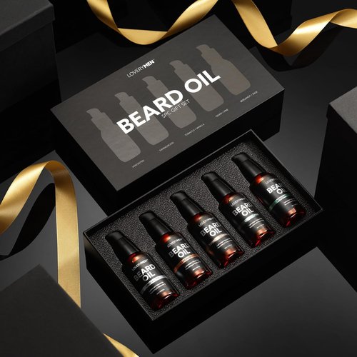 Deluxe Beard Oil for Men - Natural Grooming Kit with Argan & Jojoba Oil | Sandalwood, Tobacco Vanilla & Cedar Pine Scents