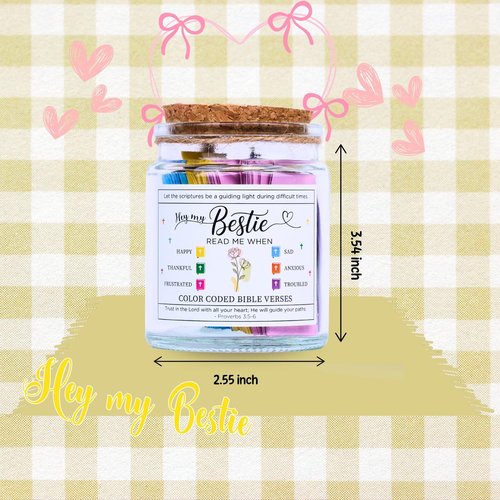 Bible Verse Jar for Best Friend – 92 Scriptures for Encouragement & Love | Christian Friendship Easter Gift for Women | Faith-Based Affirmation Jar | Thoughtful Birthday or Easter Gift for Her