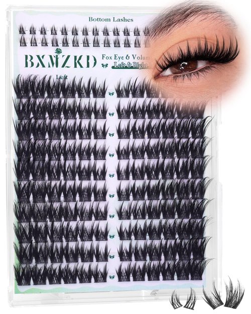 Cat Eye Lash Clusters with Bottom Lashes Bunny Lash Clusters Natural Cluster Eyelash Extensions Spiky Eyelash Clusters 10-18mm Left & Right Lash Extension C Curly Fox Eye Individual Lashes by BXMZKD