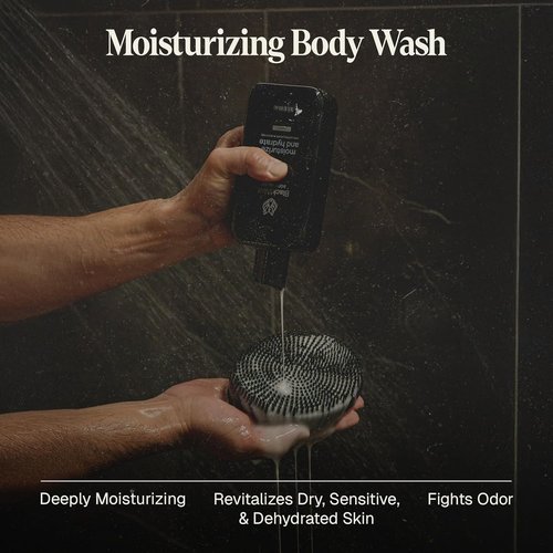 Black Wolf Moisturizing Body Wash for Men - Hydrating Sandalwood Cleanser with Hyaluronic Acid & Aloe Vera | 16 oz