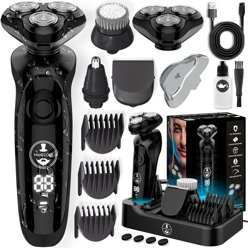 MANECODE® Electric Razor for Men - Shaver with Floating 8 Contouring Technology® IQ Cleaning Sensor® (Charging Station)