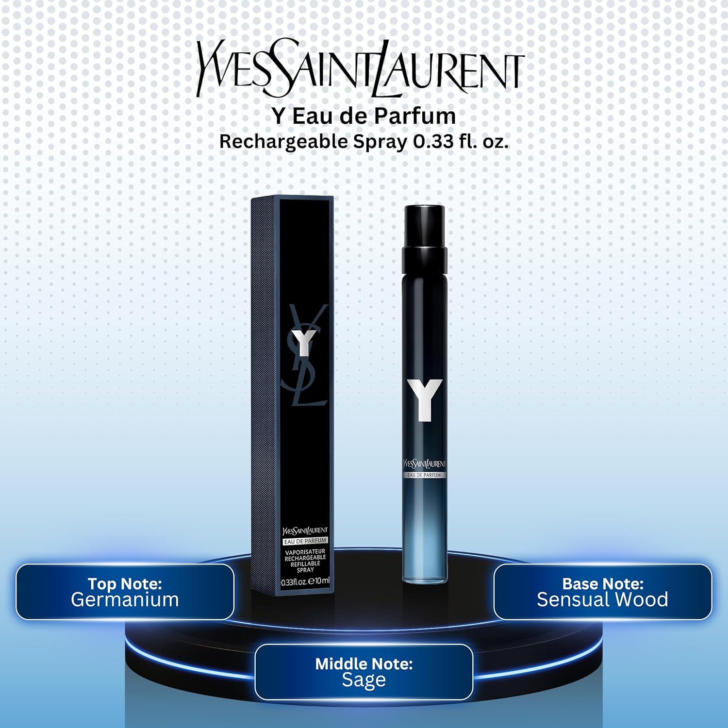 Yves Saint Laurent Y Eau de Parfum Travel Spray - 0.33 oz Refillable Men's Fragrance