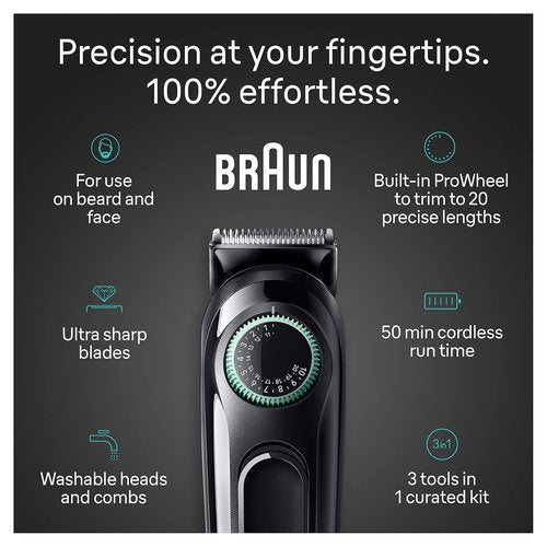 Braun All-in-One Style Kit Series 3 3430 - 3-in-1 Trimmer for Men with Beard, Ear & Nose Trimmer | 20 Length Settings, Washable