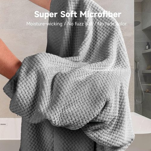 Umisleep Extra Large Microfiber Hair Towel - Super Soft Quick Dry Wrap for Long, Curly Hair - Grey