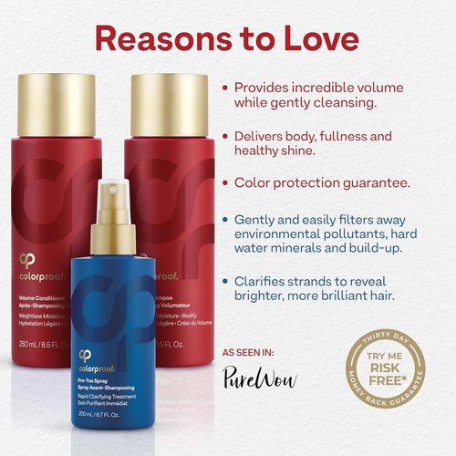 Colorproof Volume Gift Set - Volume Shampoo & Conditioner (8.5 Fl. Oz.) + Pre-Tox Spray (6.7 Fl. Oz.)