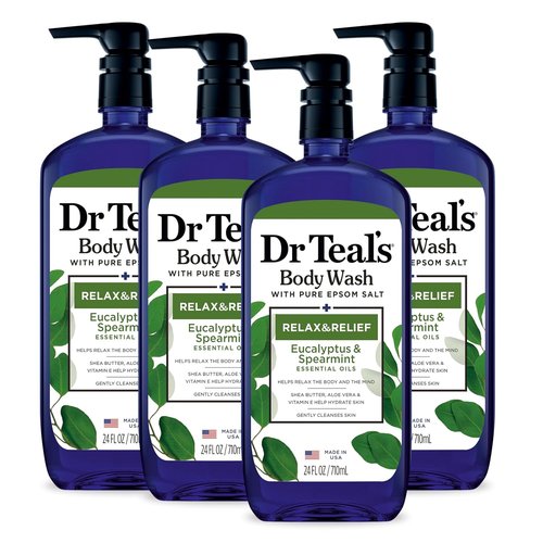 Dr Teal's Body Wash - Relax & Relief with Eucalyptus & Spearmint - 24 fl oz (Pack of 4)