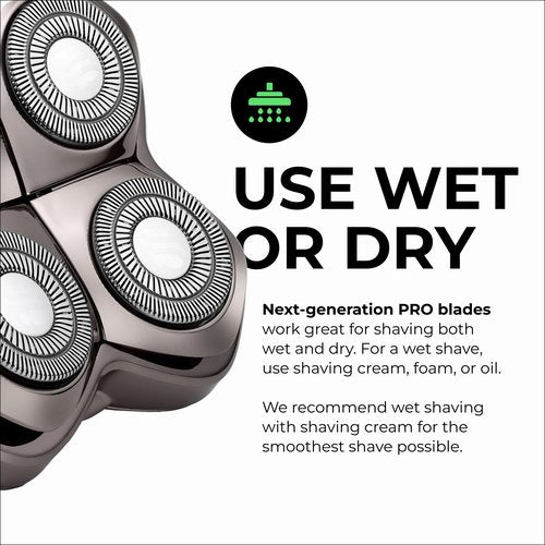 Skull Shaver Carver PRO 4 Head Replacement Blade - Shaver Blade for Wet & Dry Shaving - Rotary Heads Design - Japanese Stainless Steel - Compatible with Pitbull, Palm & Butterfly Kiss Shavers