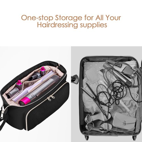 Fasrom Hair Tools Travel Bag with Heat Resistant Mat for Flat Iron, Curling Iron and Straightener, 2 in 1 Blow Dryer Organizer Case for Styling Appliances and Hot Items, Black (Patent Design)