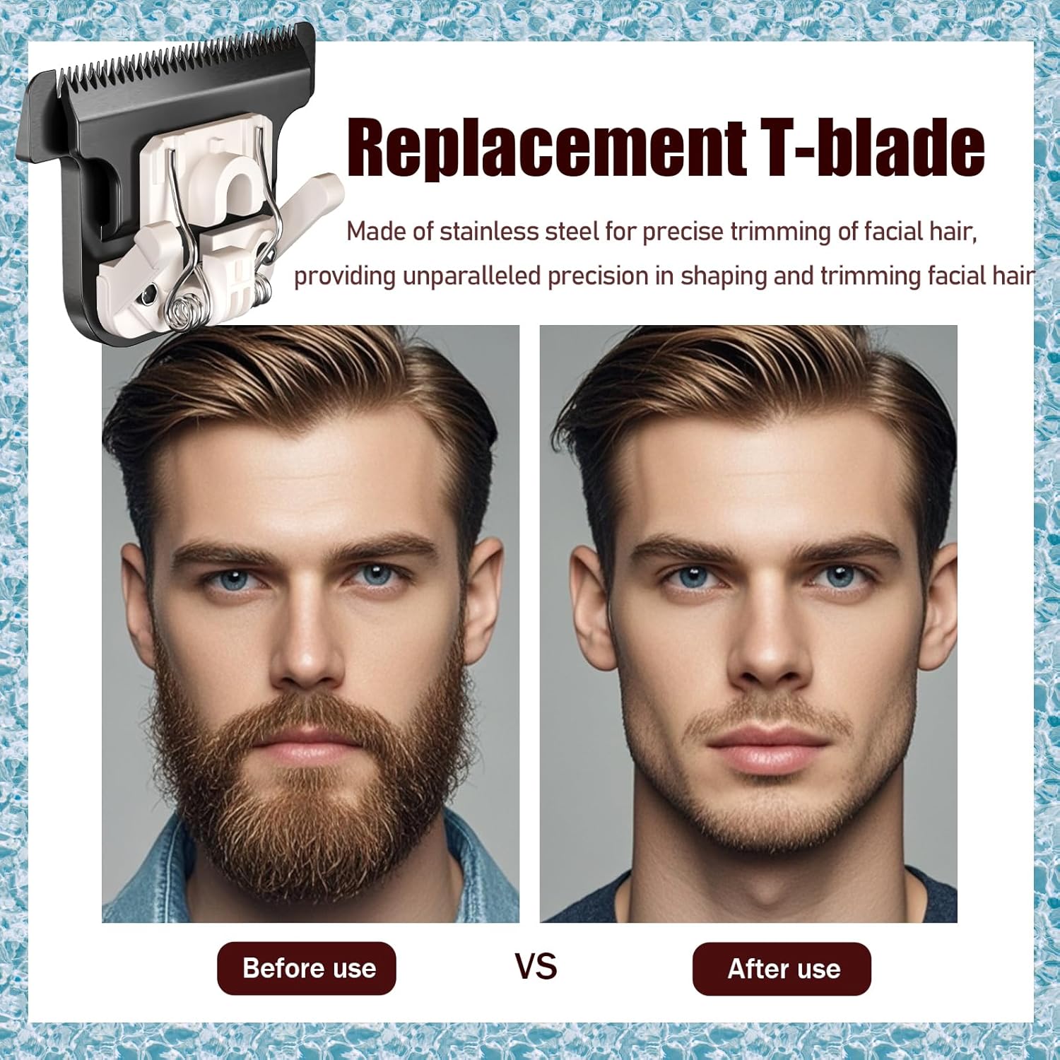 Wahl 40mm Replacement Detachable Stainless Steel T Blade - Compatible with Lithium Ion Trimmer | Black 3 Pack