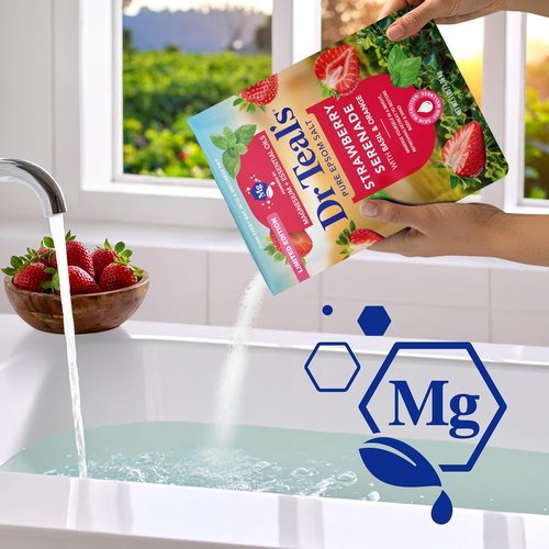 Dr Teal's Epsom Salt Soak - Strawberry Serenade with Basil & Orange, 3 lbs for Relaxation