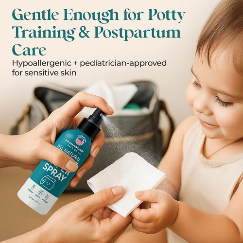 Aromasong 100% Natural Toilet Paper Spray - Flushable Wet Wipe Alternative for Personal Cleansing - 4 fl oz