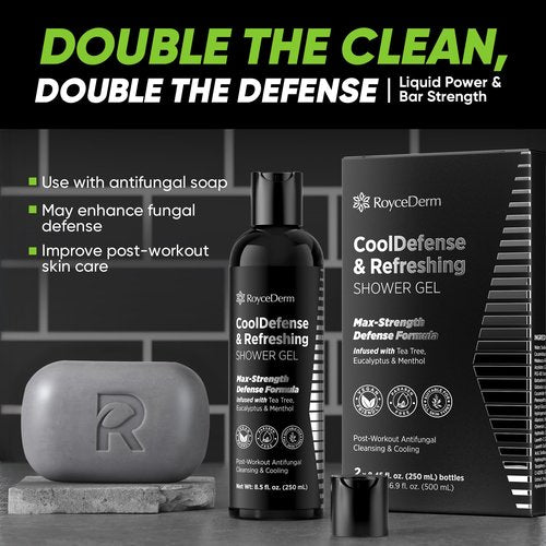 Roycederm Antifungal Body Wash for Men – Helps with Athlete’s Foot, Jock Itch & Ringworm – Cooldefense Shower Gel with Tea Tree & Menthol Post-Workout Cleanse – SLS-Free, 2 Pack