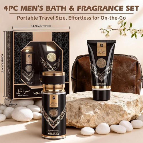 Skiennix Men's Bath Set - Woody Scented Spa Gift Kit for Self-Care | Perfect for Christmas & Birthdays (2 Sets)