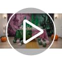 Halloween Witch Party Decor Set with Castle Backdrop and Accessories - Green and Pink