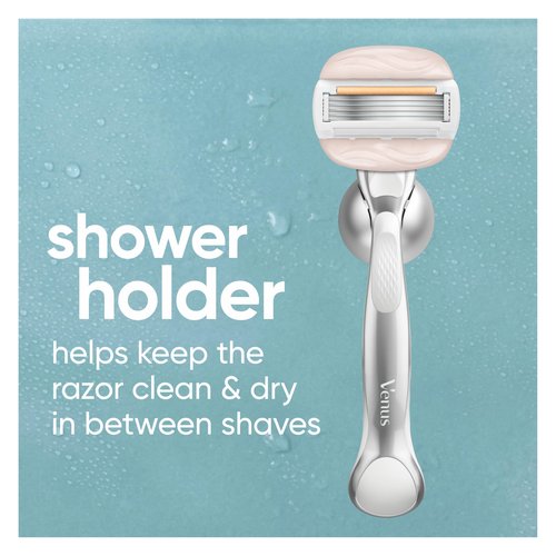 Venus Moistureglide Women's Razor, Reusable Handle, 2 Razor Blade Refills and Shower Holder