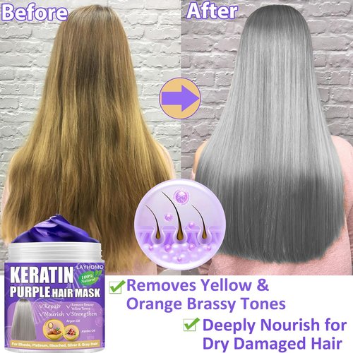 Skiennix Keratin Hair Treatment - Purple Hair Mask for Brassy Blonde & Platinum Hair | Deep Conditioner with Argan & Jojoba Oil