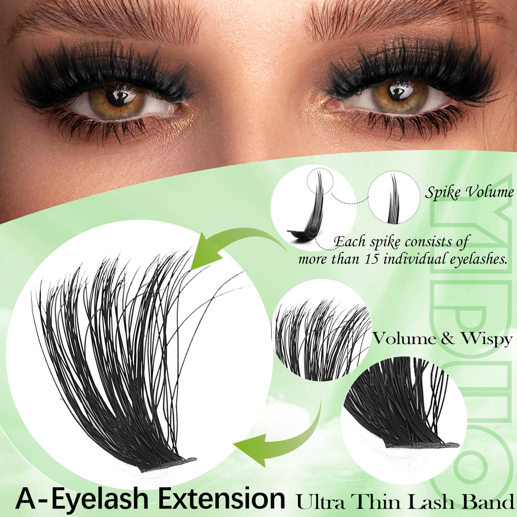 YIDUO 6 Box Mix Lashes Clusters Kit Gift Packs 1686Pcs with 2X Bond&Seal Volume Mega/Bottom Soft Extension False Eyelash D Curl Wispy Natural DIY Individual Fake Eyelashes for Beginners Bulk Pack